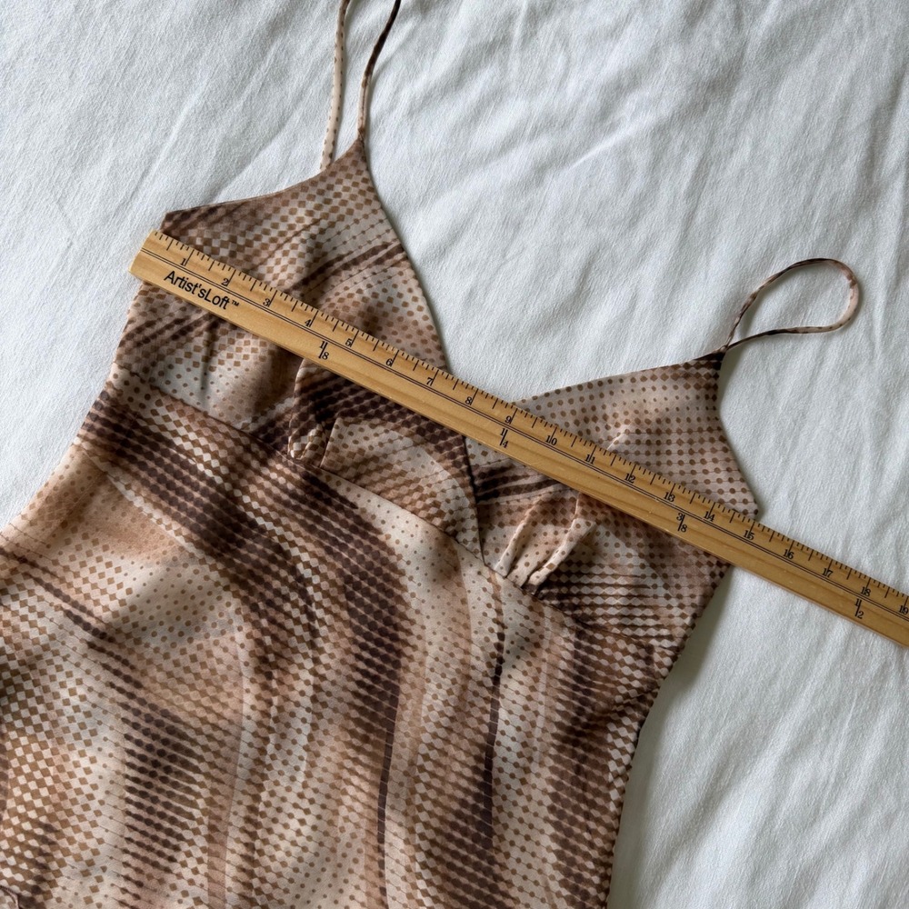 Y2K Abstract Swirl Sheer Camisole V-Neck Indie Sleeze Lettuce Edge Fairy Top - Picture 6 of 6